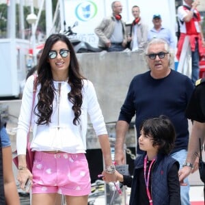 Flavio Briatore, sa femme Elisabetta Gregoraci et son fils Falco Nathan à Monaco pour assister au Grand Prix de Formule 1 le 24 mai 2015.