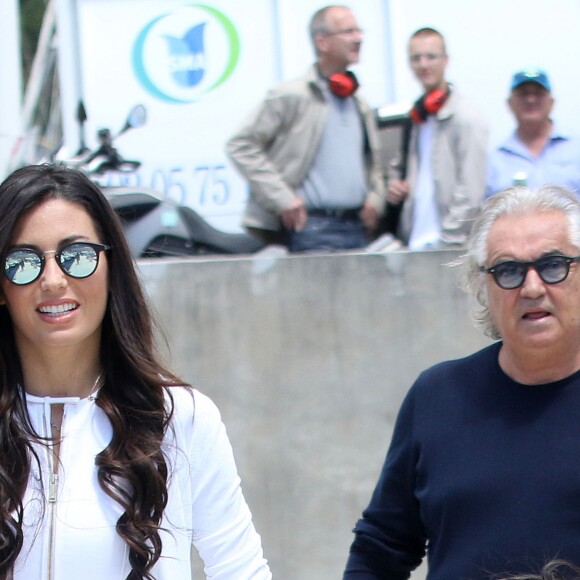 Flavio Briatore, sa femme Elisabetta Gregoraci et son fils Falco Nathan à Monaco pour assister au Grand Prix de Formule 1 le 24 mai 2015.