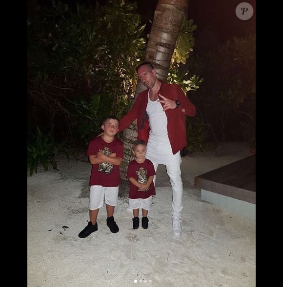 Franck Ribéry en famille pour les fêtes de fin d'année, aux Maldives. Instagram, le 25 décembre 2017.