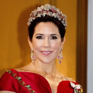 La princesse Mary de Danemark au palais Christian VII à Copenhague le 1er janvier 2018 pour le premier banquet du Nouvel An.