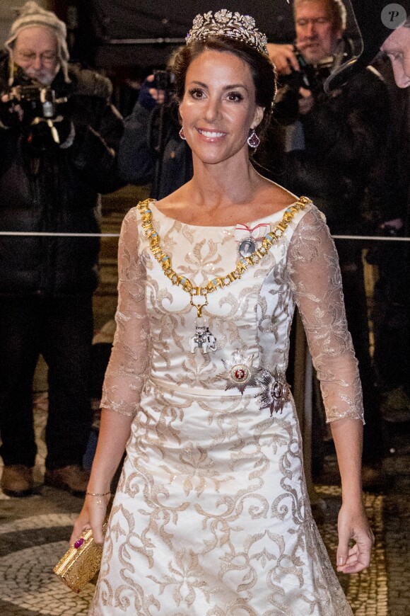 La princesse Marie de Danemark au palais Christian VII à Copenhague le 1er janvier 2018 pour le premier banquet du Nouvel An.
