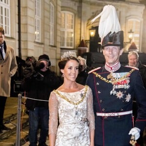 La princesse Marie et le prince Joachim de Danemark au palais Christian VII à Copenhague le 1er janvier 2018 pour le premier banquet du Nouvel An.