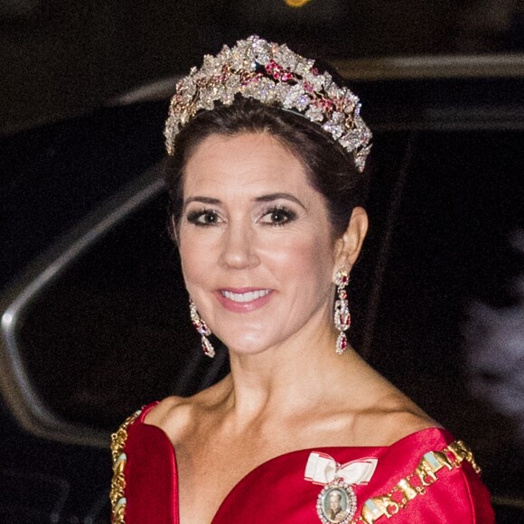 La princesse Mary de Danemark au palais Christian VII à Copenhague le 1er janvier 2018 pour le premier banquet du Nouvel An.