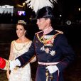 La princesse Marie et le prince Joachim de Danemark au palais Christian VII à Copenhague le 1er janvier 2018 pour le premier banquet du Nouvel An.