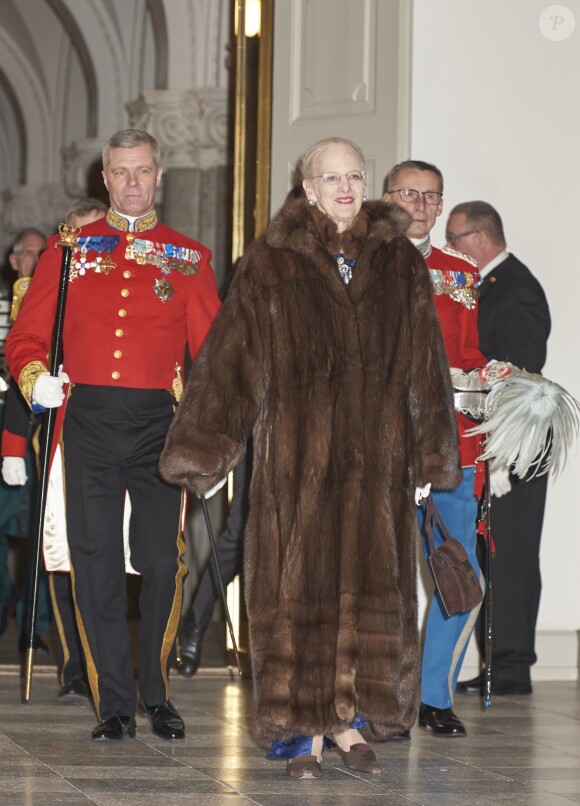 La reine Margrethe II au palais de Christiansborg à Copenhague le 3 janvier 2018 pour les voeux au corps diplomatique.