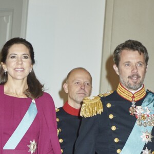La princesse Mary et le prince Frederik de Danemark au palais de Christiansborg à Copenhague le 3 janvier 2018 pour les voeux de la monarque au corps diplomatique.