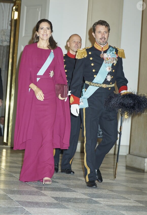 La princesse Mary et le prince Frederik de Danemark au palais de Christiansborg à Copenhague le 3 janvier 2018 pour les voeux de la monarque au corps diplomatique.