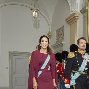 Le prince héritier Frederik et la princesse Mary de Danemark secondaient la reine Margrethe II au palais de Christiansborg à Copenhague le 3 janvier 2018 pour les voeux de la monarque au corps diplomatique.