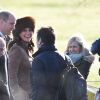 La duchesse Catherine de Cambridge et le prince William avec le duc d'Edimbourg à Sandringham le 7 janvier 2018, de sortie pour la messe en l'église Sainte Marie Madeleine. © Joe Giddens/PA Wire/Abacapress.com