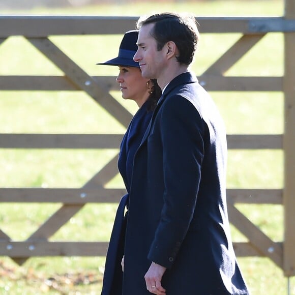 Pippa Middleton et son mari James Matthews à Sandringham le 7 janvier 2018, de sortie pour la messe en l'église Sainte Marie Madeleine. © Joe Giddens/PA Wire/Abacapress.com