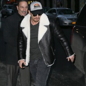 James Franco arrive sur le plateau du "Stephen Colbert Show" à New York, le 9 janvier 2018.