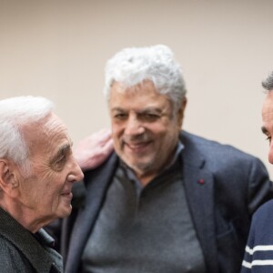 Exclusif - Enrico Macias et Elie Semoun - Concert de Charles Aznavour à l'Accorhotels Arena à Paris, le 13 décembre 2017 © Cyril Moreau / Bestimage