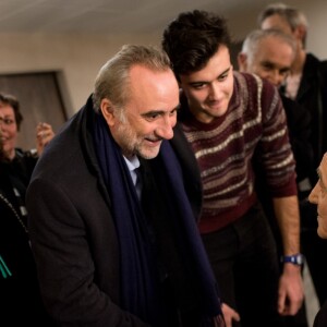 Exclusif - Antoine Duléry et son fils Raphaël - Concert de Charles Aznavour à l'Accorhotels Arena à Paris, le 13 décembre 2017 © Cyril Moreau / Bestimage