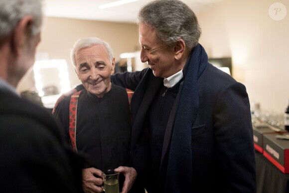 Exclusif - Michel Drucker - Concert de Charles Aznavour à l'Accorhotels Arena à Paris, le 13 décembre 2017 © Cyril Moreau / Bestimage