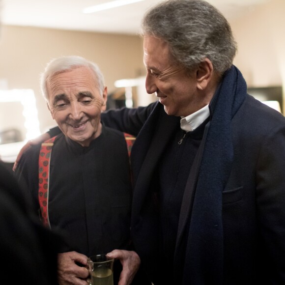 Exclusif - Michel Drucker - Concert de Charles Aznavour à l'Accorhotels Arena à Paris, le 13 décembre 2017 © Cyril Moreau / Bestimage