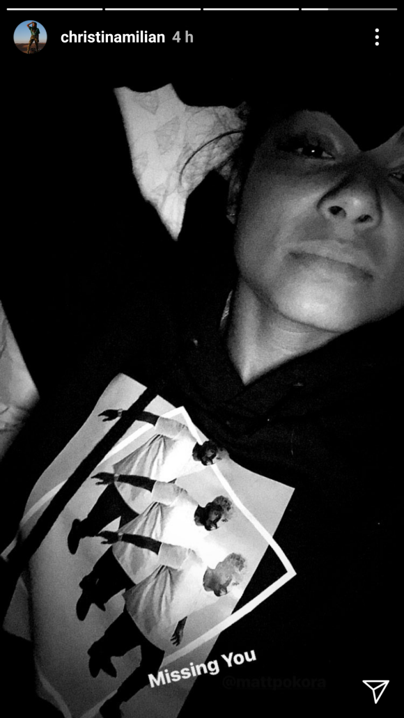 Christina Milian porte un tee-shirt avec M. Pokora. Instagram, le 10 janvier 2018.