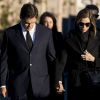 Louis de Bourbon, duc d'Anjou, et sa femme María Margarita Vargas le 30 décembre 2017 lors de l'incinération à Madrid de Carmen Franco, fille unique du général Franco et grand-mère de Louis, au lendemain de sa mort à l'âge de 91 ans.