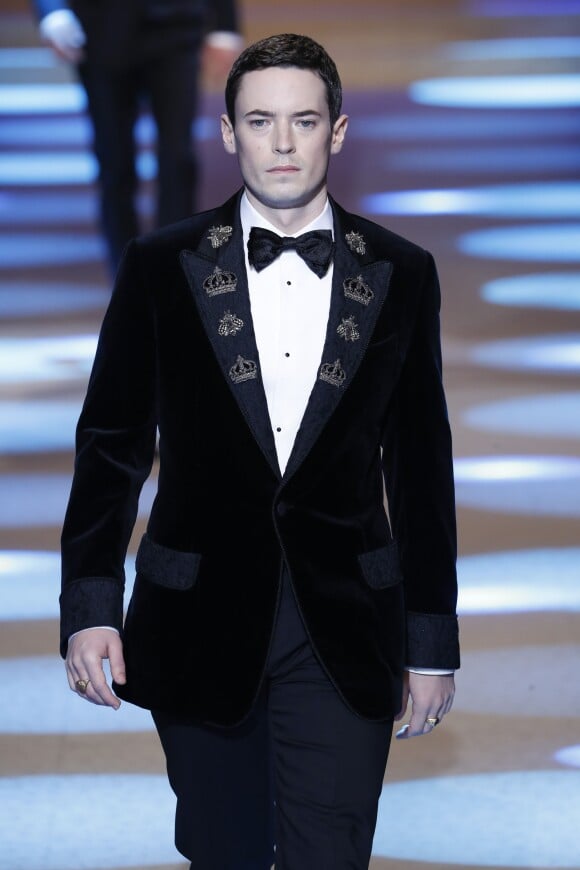 Kevin Chaplin (fils d'Eugene et petit-fils de Charlie Chaplin) - Défilé Dolce & Gabbana lors de la Fashion Week à Milan, Italie, le 13 janvier 2018.
