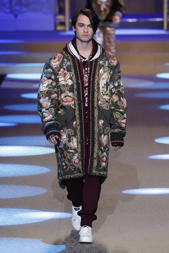 Dylan Jagger (fils de Pamela Anderson) - Défilé Dolce & Gabbana lors de la Fashion Week à Milan, Italie, le 13 janvier 2018.