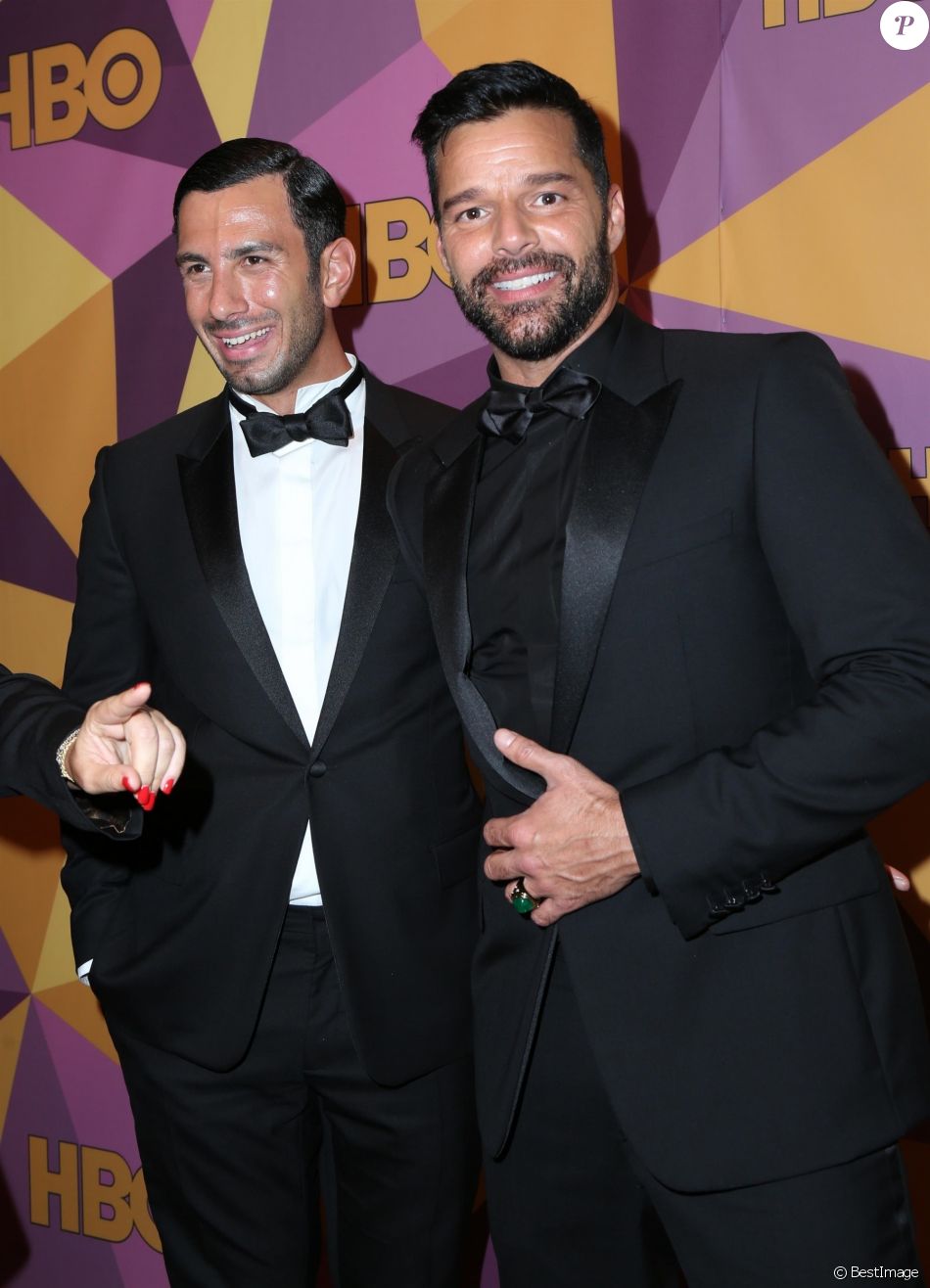 Ricky Martin et son mari Jwan Yosef au photocall de la soirée HBO&#039;s official Golden Globe after party au restaurant Circa 55 de l&#039;hôtel Hilton à Beverly Hills le 7 janvier 2018.