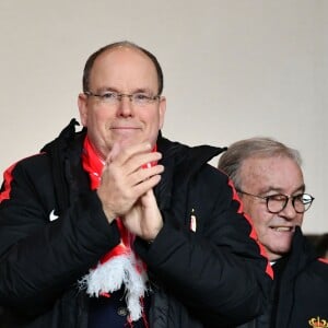 Le prince Albert II de Monaco - Rencontre de Ligue 1 de football entre Monaco et Nice au stade Louis II de Monaco le 16 janvier 2018. Monaco et Nice ont fait match nul 2 buts à 2. © Bruno Bebert/Bestimage