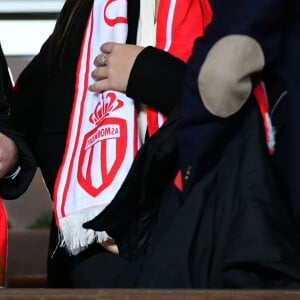 Louis Ducruet et Marie, sa compagne, avec le prince Albert II de Monaco - Rencontre de Ligue 1 de football entre Monaco et Nice au stade Louis II de Monaco le 16 janvier 2018. Monaco et Nice ont fait match nul 2 buts à 2. © Bruno Bebert/Bestimage