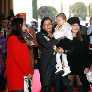 Le prince Albert II de Monaco avait amené ses enfants le prince héréditaire Jacques et la princesse Gabriella, aux côtés de la princesse Stéphanie et ses filles Pauline Ducruet et Camille Gottlieb, à la représentation du 21 janvier 2018 du 42e Festival International du Cirque de Monte-Carlo, sous le chapiteau de Fontvieille. © Olivier Huitel / Pool Monaco / Bestimage