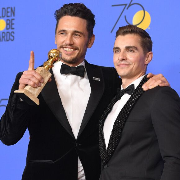 Dave Franco et son frère James Franco (Golden Globe du meilleur acteur dans un film musical ou une comédie pour "The Disaster Artist") - 75e cérémonie annuelle des Golden Globe Awards au Beverly Hilton Hotel à Los Angeles, le 7 janvier 2018. © Chris Delmas/Bestimage