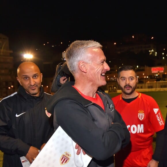 Didier Deschamps et le prince Albert II de Monaco lors du traditionnel match de football au stade de Cap d'Ail le 22 janvier 2018, opposant l'équipe du prince Albert II de Monaco à celle des Artistes du Cirque pendant le 42eme Festival International du Cirque de Monte Carlo. L'équipe du Prince a remporté la rencontre par 2 buts à 0. © Bruno Bebert/Bestimage