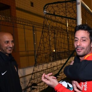 Ludovic Giuly et Didier Deschamps lors du traditionnel match de football au stade de Cap d'Ail le 22 janvier 2018, opposant l'équipe du prince Albert II de Monaco à celle des Artistes du Cirque pendant le 42eme Festival International du Cirque de Monte Carlo. L'équipe du Prince a remporté la rencontre par 2 buts à 0. © Bruno Bebert/Bestimage