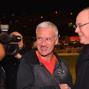 Didier Deschamps et le prince Albert II de Monaco lors du traditionnel match de football au stade de Cap d'Ail le 22 janvier 2018, opposant l'équipe du prince Albert II de Monaco à celle des Artistes du Cirque pendant le 42eme Festival International du Cirque de Monte Carlo. L'équipe du Prince a remporté la rencontre par 2 buts à 0. © Bruno Bebert/Bestimage