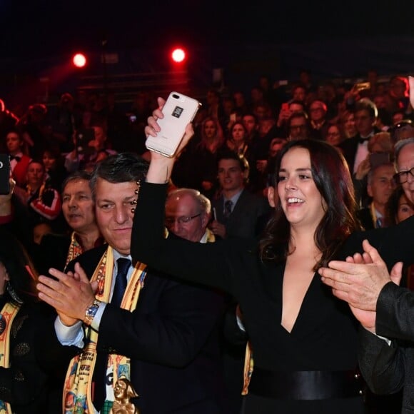 Pauline Ducruet, la princesse Stéphanie de Monaco et le prince Albert II de Monaco lors de la soirée de remise des prix du 42ème Festival International du Cirque de Monte Carlo le 23 janvier 2018. © Bruno Bebert/Bestimage