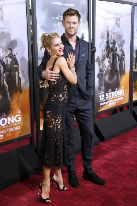 Chris Hemsworth et sa femme Elsa Pataky - Avant-première du film "12 Strong" au Lincoln Center à New York, le 16 janvier 2018. © Charles Guerin/Bestimage