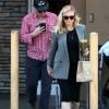 Exclusif - Kirsten Dunst, enceinte, et son compagnon Jesse Plemons sortent de chez "Kreation Organic Juice" à Los Angeles, le 18 janvier 2018.