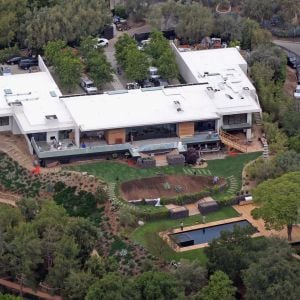 Vue aérienne de la villa de Jennifer Aniston à Los Angeles, en 2013