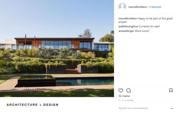 Marcello Villano a partagé une photo de la villa de sa cliente Jennifer Aniston sur Instagram. Février 2018