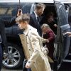 Victoria, David, Harper, Romeo et Cruz Beckham arrivent au restaurant français Balthazar dans le quartier de Soho à New York. Le 11 février 2018.