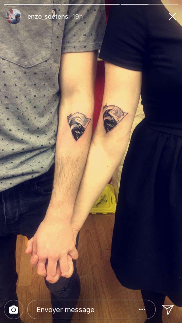 Enzo Soetens et sa petite amie ont fait un tatouage commun. Février 2018.