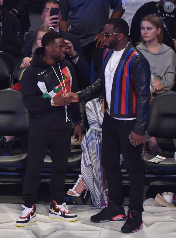 Kevin Hart et Diddy assistent au NBA All-Star Game 2018 au Staples Center. Los Angeles, le 18 février 2018.