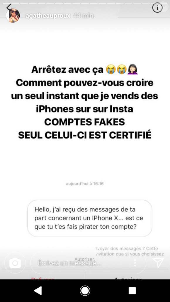 Agathe Auproux - Insta Story, 19 février 2018