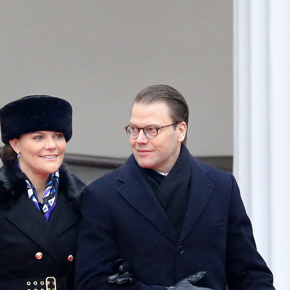 La princesse héritière Victoria de Suède et le prince Daniel à Vilnius en Lituanie le 16 février 2018 pour célébrer le centenaire de l'indépendance du pays.