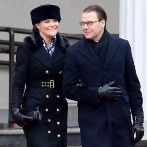 La princesse héritière Victoria de Suède et le prince Daniel à Vilnius en Lituanie le 16 février 2018 pour célébrer le centenaire de l'indépendance du pays.