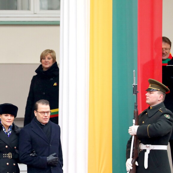 La princesse héritière Victoria de Suède et le prince Daniel à Vilnius en Lituanie le 16 février 2018 pour célébrer le centenaire de l'indépendance du pays.