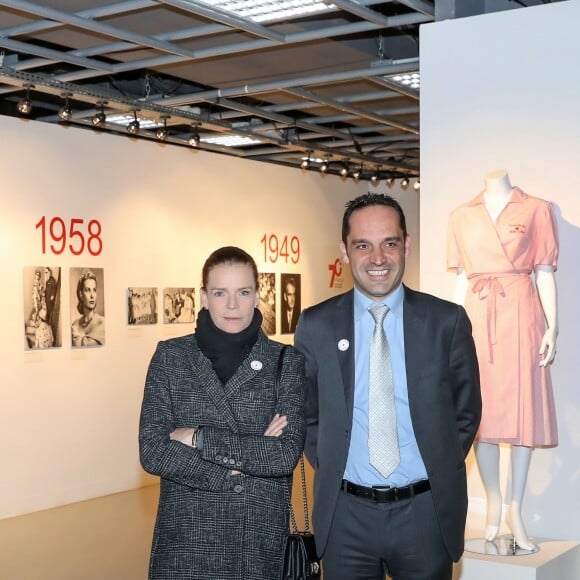 Exclusif - La princesse Stéphanie de Monaco visite l'exposition pour le 70 ème anniversaire de la Croix-Rouge Monégasque le 13 février 2018 en présence de Frederic Platini, secrétaire général de la Croix-Rouge Monégasque et d'autres membres de la Croix-Rouge © Olivier Huitel / Pool restreint Monaco / Bestimage