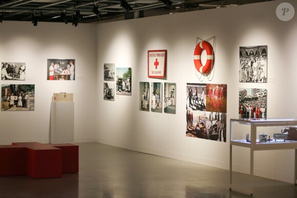 Exclusif - La princesse Stéphanie de Monaco visite l'exposition pour le 70 ème anniversaire de la Croix-Rouge Monégasque le 13 février 2018 en présence de Frederic Platini, secrétaire général de la Croix-Rouge Monégasque et d'autres membres de la Croix-Rouge © Olivier Huitel / Pool restreint Monaco / Bestimage