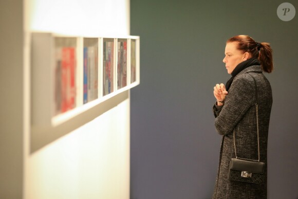Exclusif - La princesse Stéphanie de Monaco visite l'exposition pour le 70 ème anniversaire de la Croix-Rouge Monégasque le 13 février 2018 en présence de Frederic Platini, secrétaire général de la Croix-Rouge Monégasque et d'autres membres de la Croix-Rouge © Olivier Huitel / Pool restreint Monaco / Bestimage