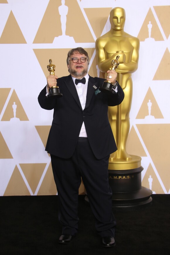 Guillermo del Toro (Oscar du meilleur film pour 'La Forme de l'eau') à la press room de la 90e cérémonie des Oscars 2018 au théâtre Dolby à Los Angeles, le 4 mars 2018