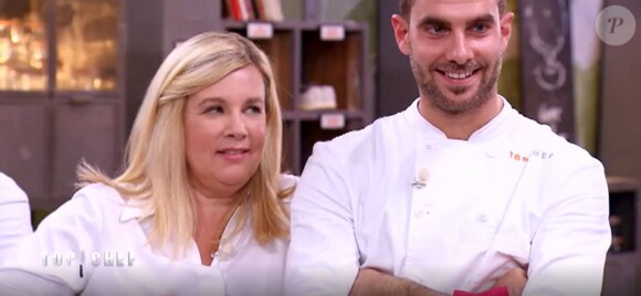 Hélène Darroze et Thibault dans "Top Chef 2018" (M6), le 7 mars 2018.
