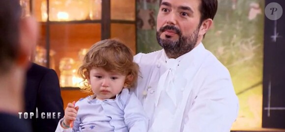 Jean-François Piège et son fils Antoine dans "Top Chef 2018" (M6), le 7 mars 2018.