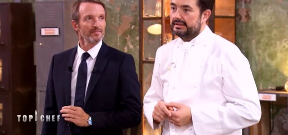 Stéphane Rotenberg et Jean-François Piège dans "Top Chef 2018" (M6), le 7 mars 2018.